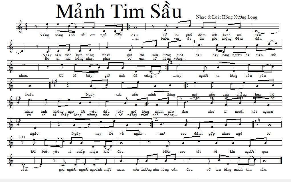 Sheet nhạc Mảnh Tim Sầu